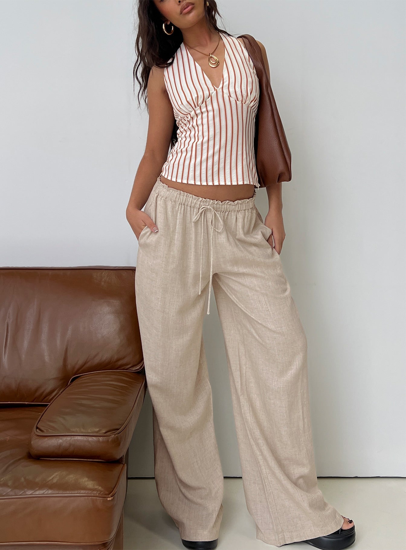 Radiant Beam Halter Top Orange Stripe