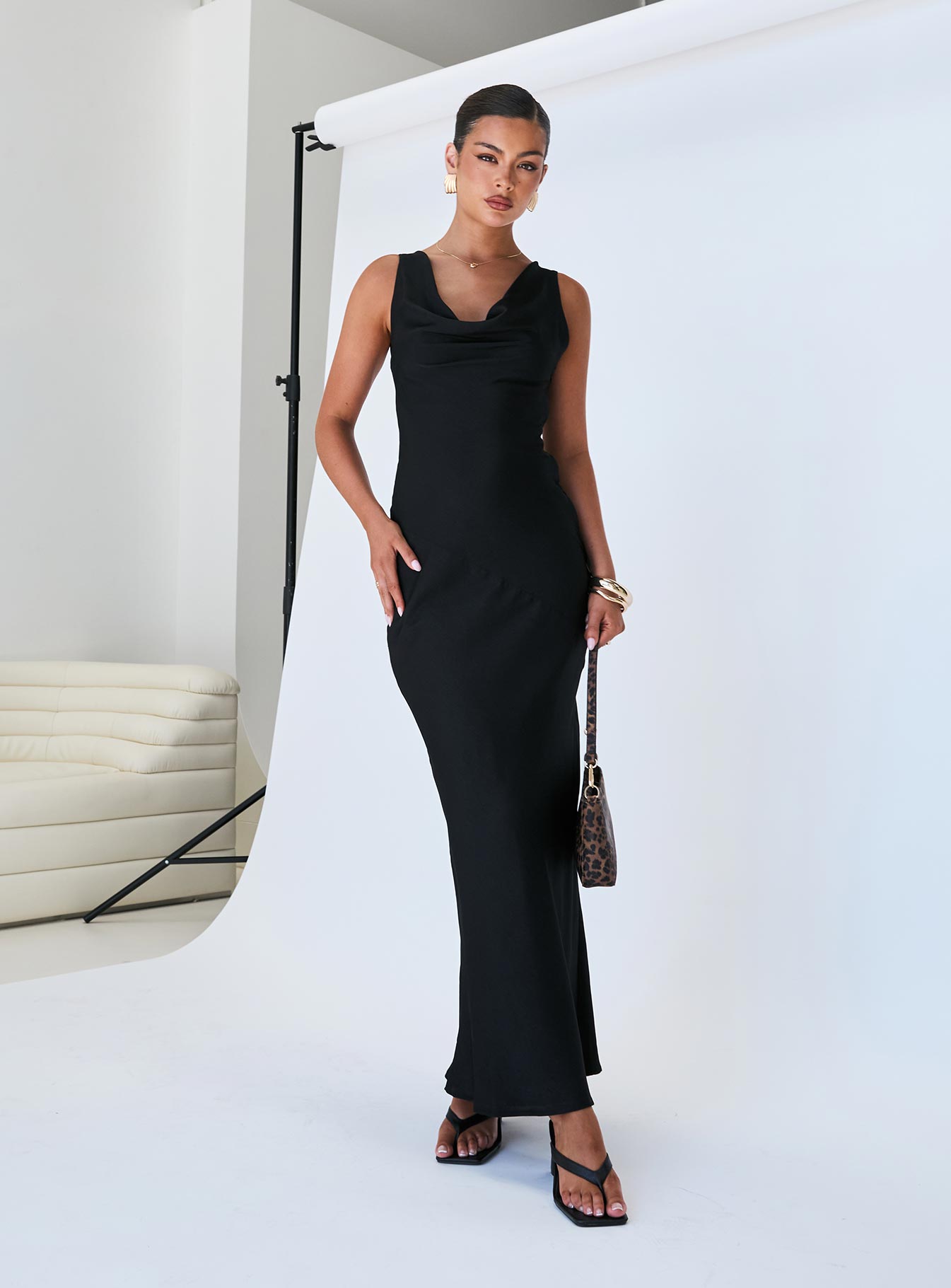 Make Memories Cowl Neck Maxi Dress Black