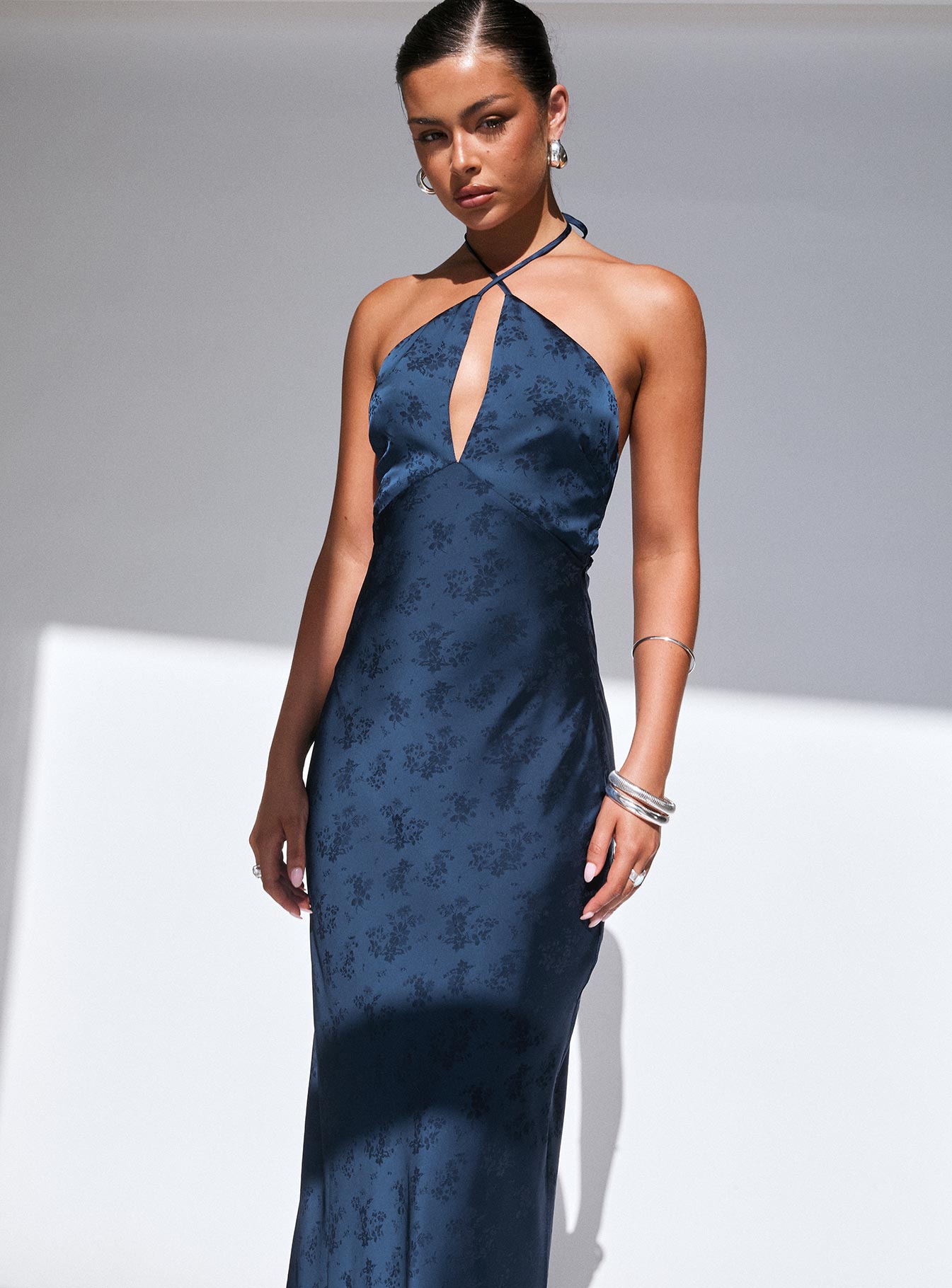 Limosina Halter Maxi Dress Navy