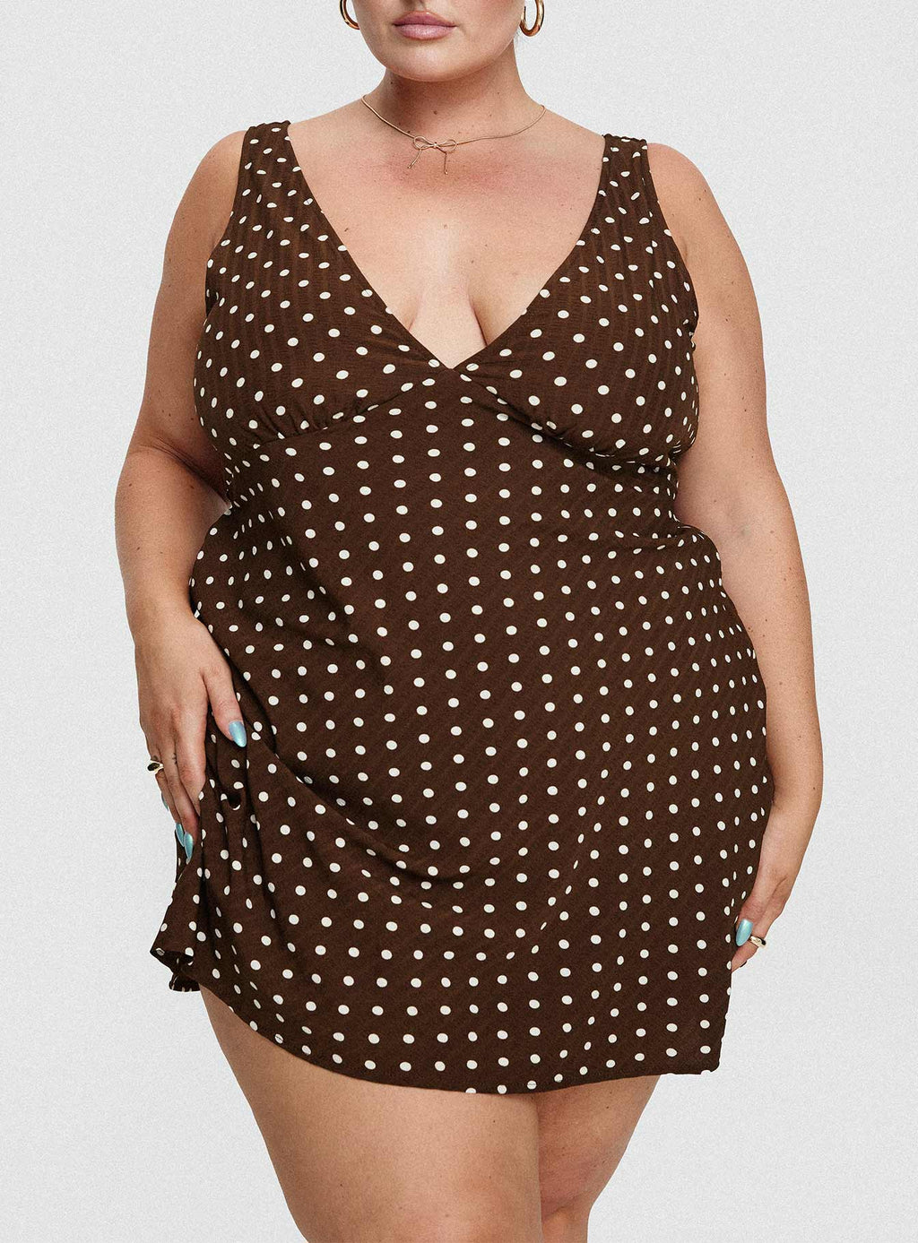 Nellie Mini Dress Brown Polka Dot Curve
