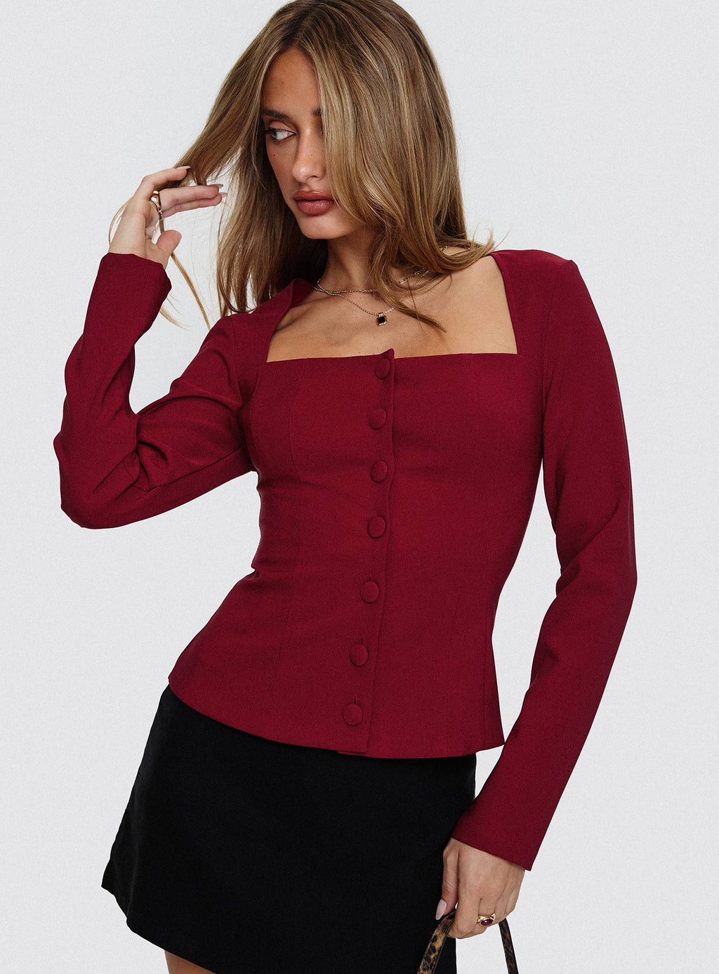 Gaskin Long Sleeve Top Burgundy
