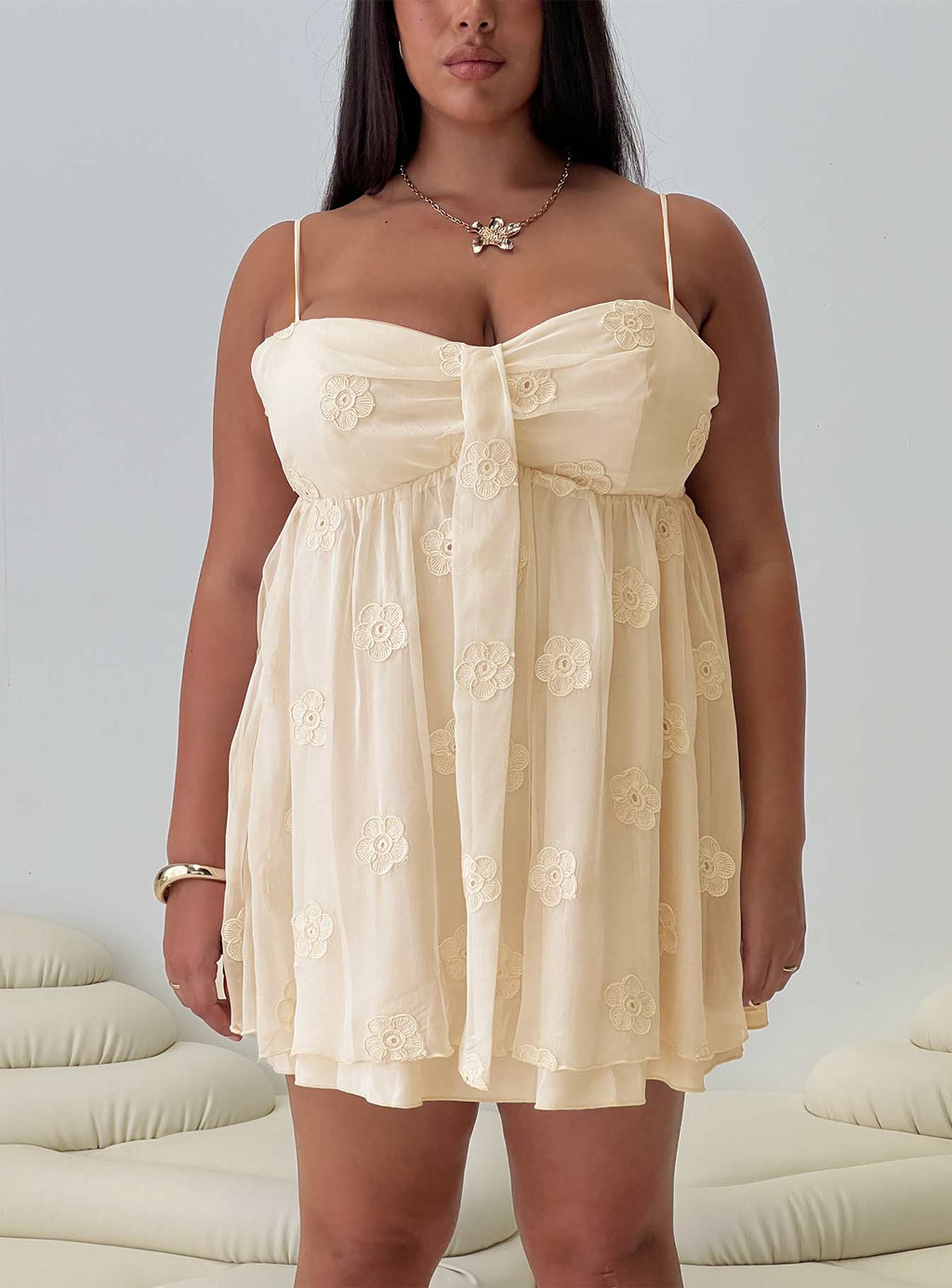 Sparks Fly Mini Dress Cream Curve