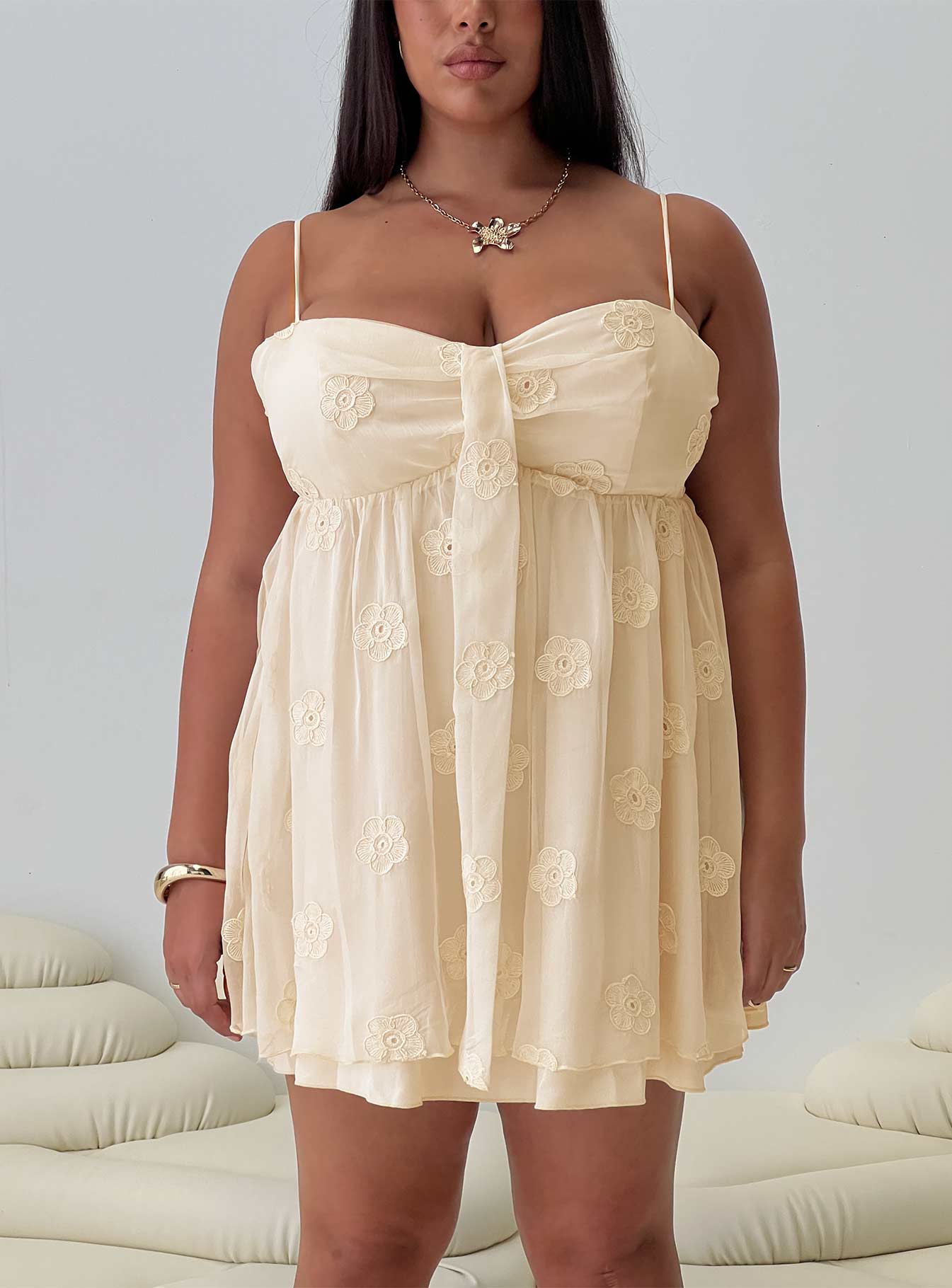 Sparks Fly Mini Dress Cream Curve