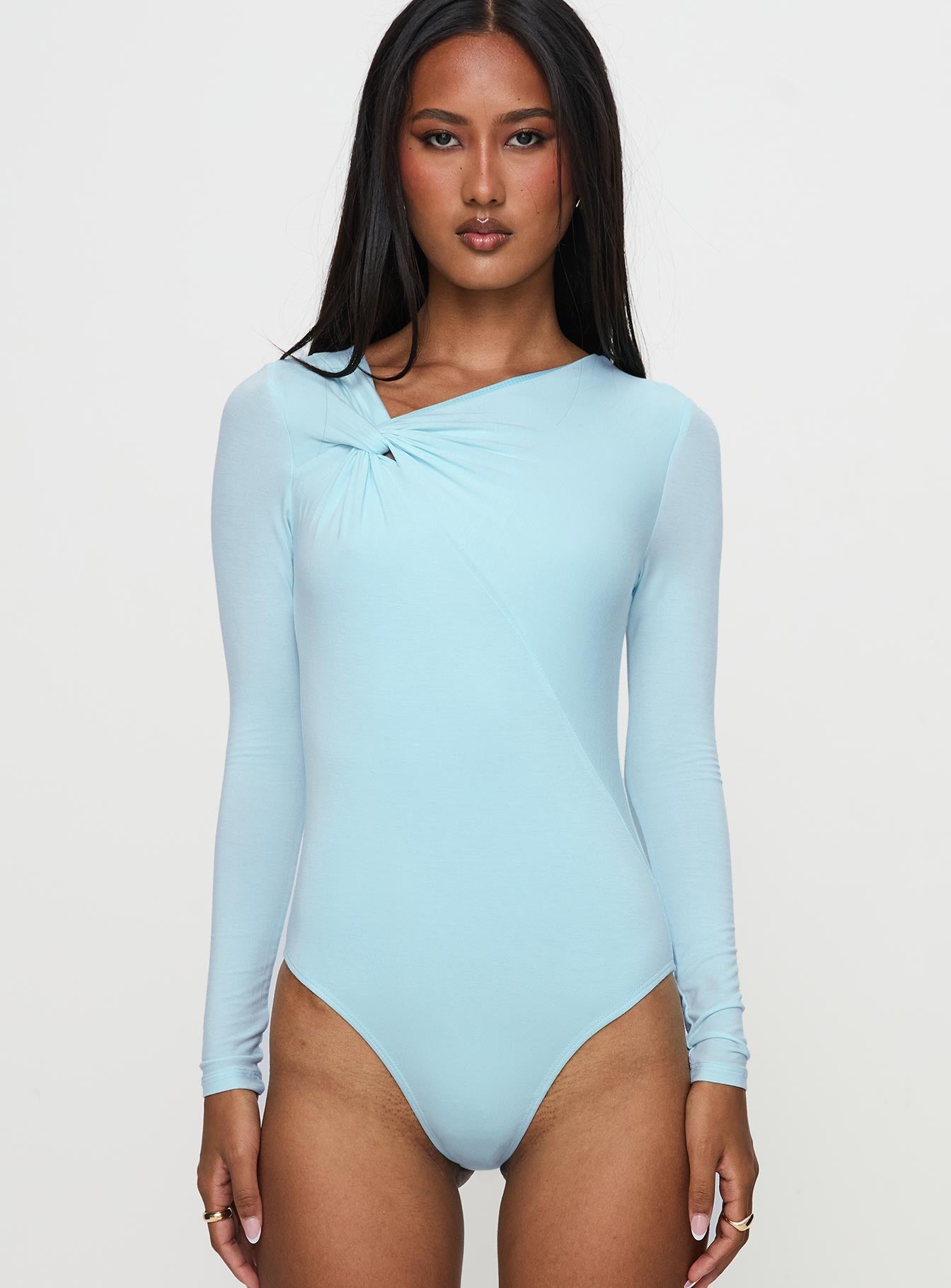 Glorious Look Twist Detail Bodysuit Blue