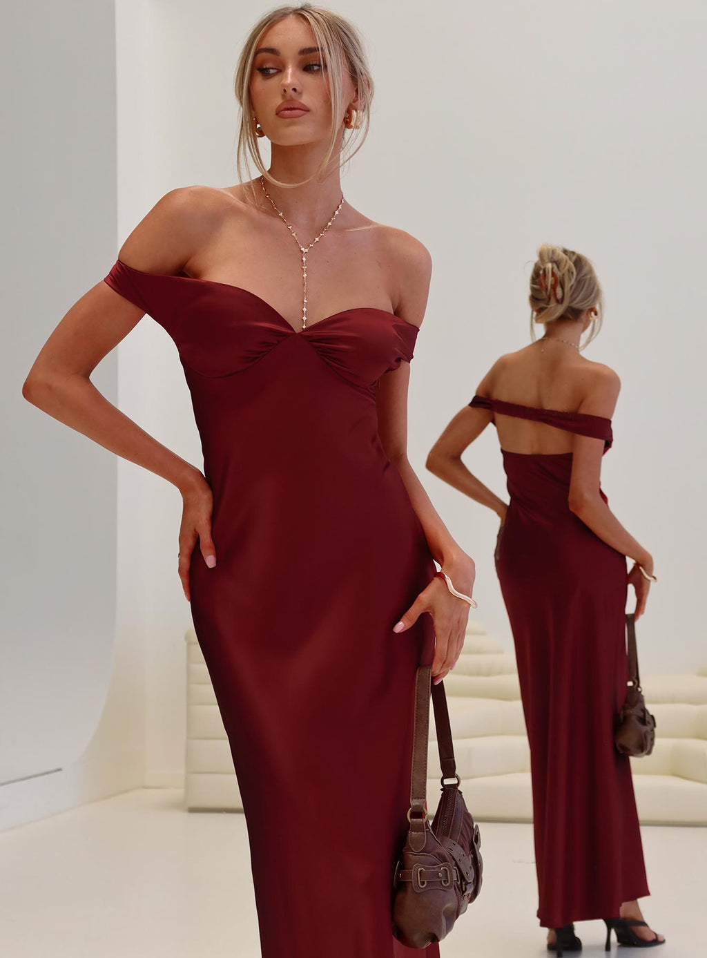 Heartthrobs Off The Shoulder Maxi Dress Red