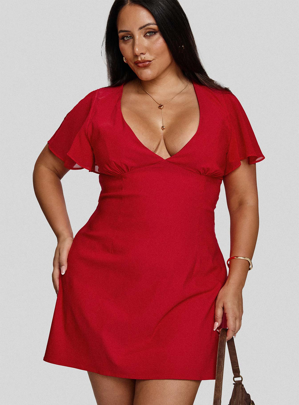 Florie Corset Mini Dress Red Curve