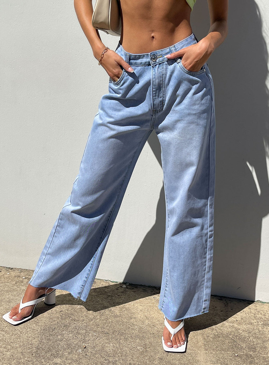 Cece Hammer High Rise Wide Leg Jeans Vintage Blue Denim