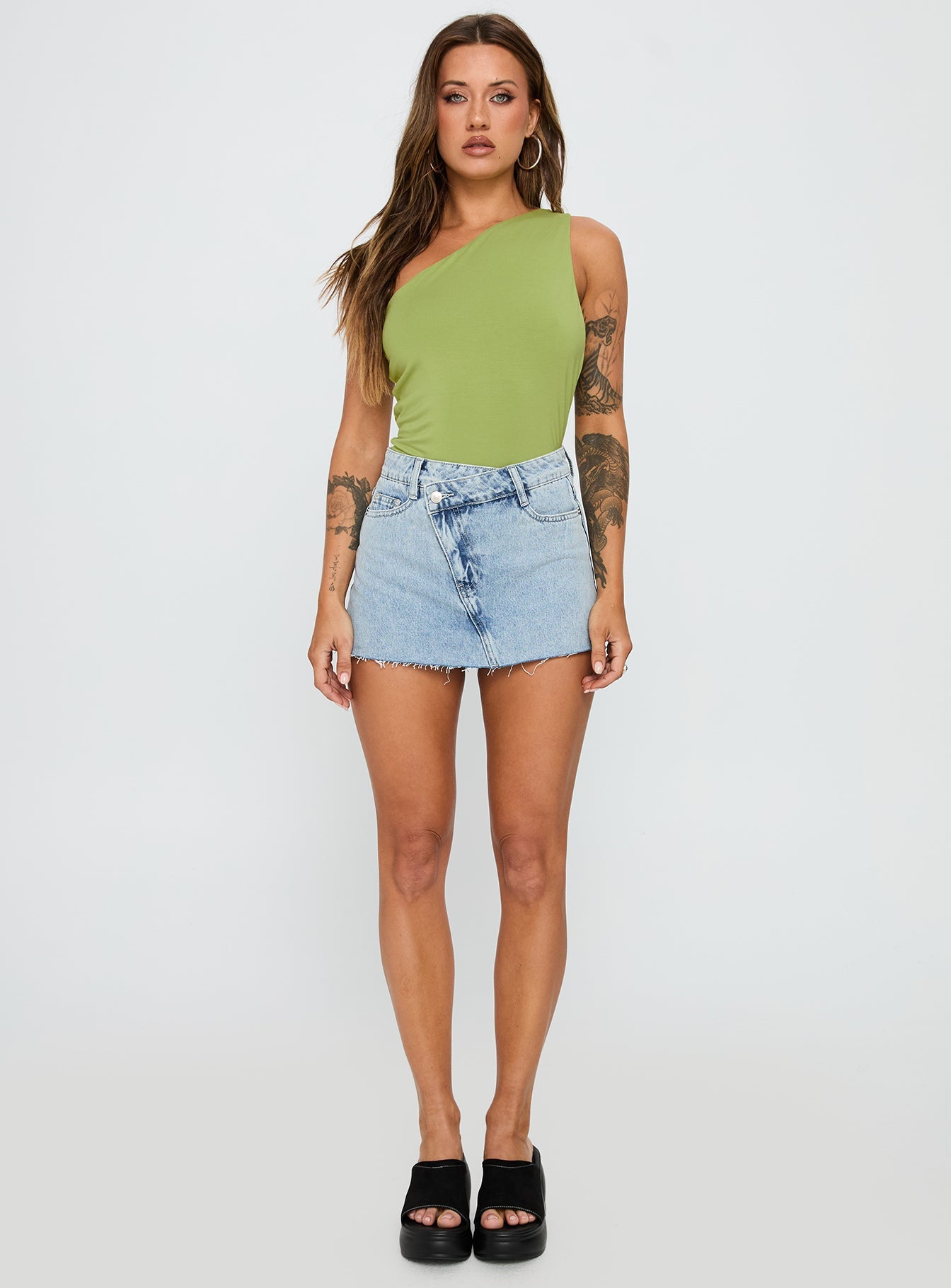 Ferrera One Shoulder Bodysuit Green