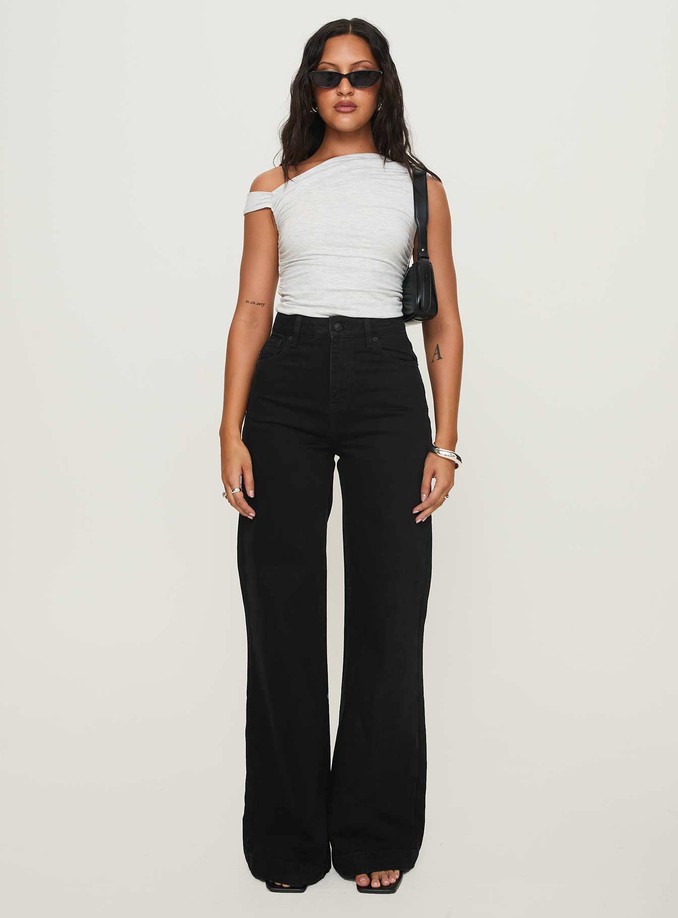 Goldie High Rise Wide Leg Jeans True Black