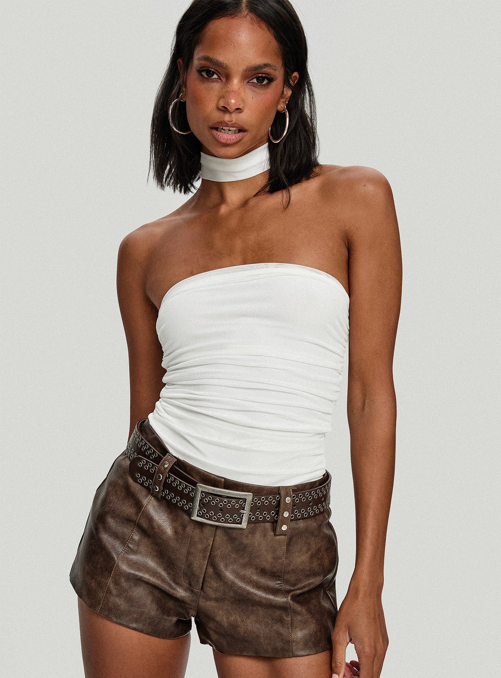 Sorelle Scarf Bodysuit White