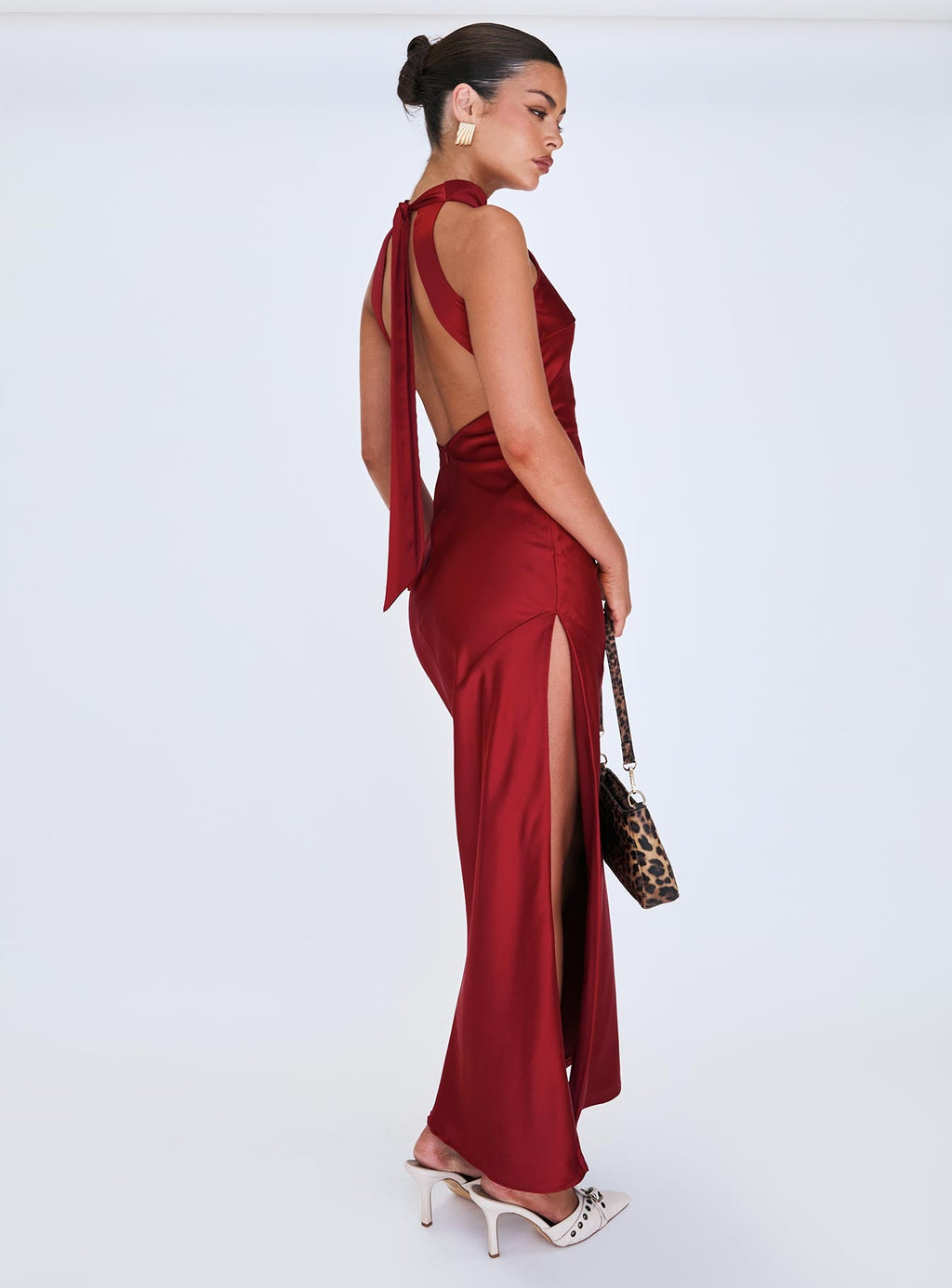 Mordecai Halter Maxi Dress Burgundy