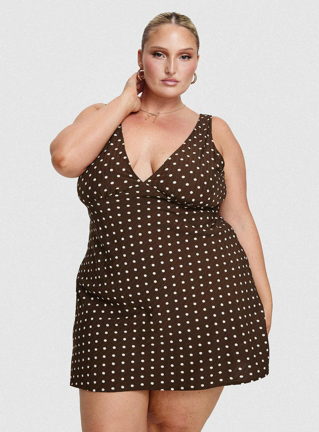 Nellie Mini Dress Brown Polka Dot Curve