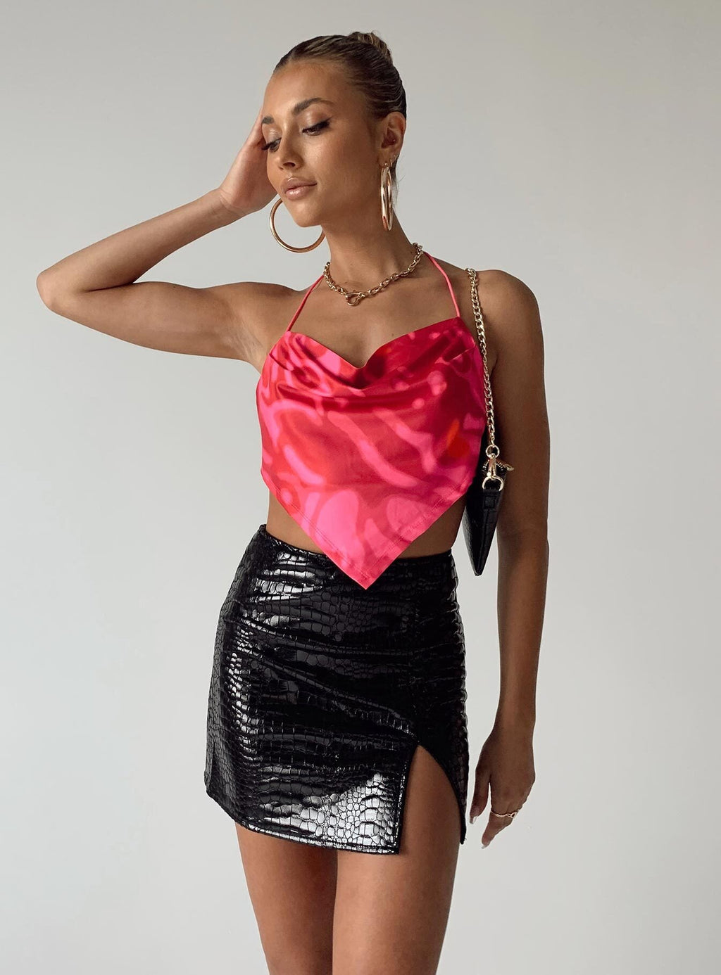 The Wren Mini Skirt Black Croc