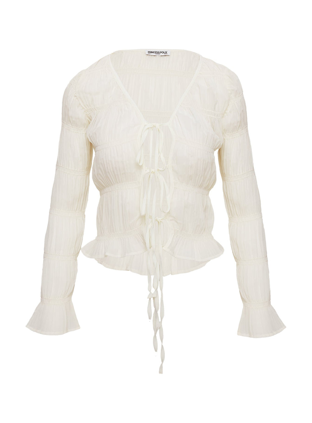 Carnelian Frill Long Sleeve Top Cream