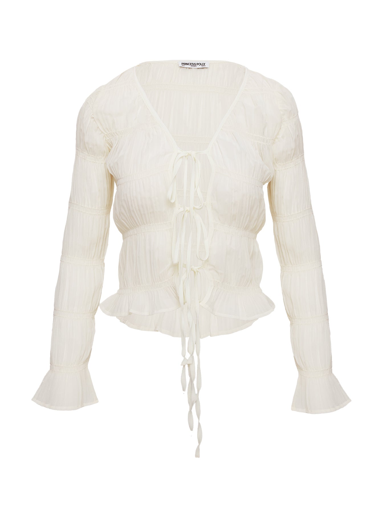 Carnelian Frill Long Sleeve Top Cream