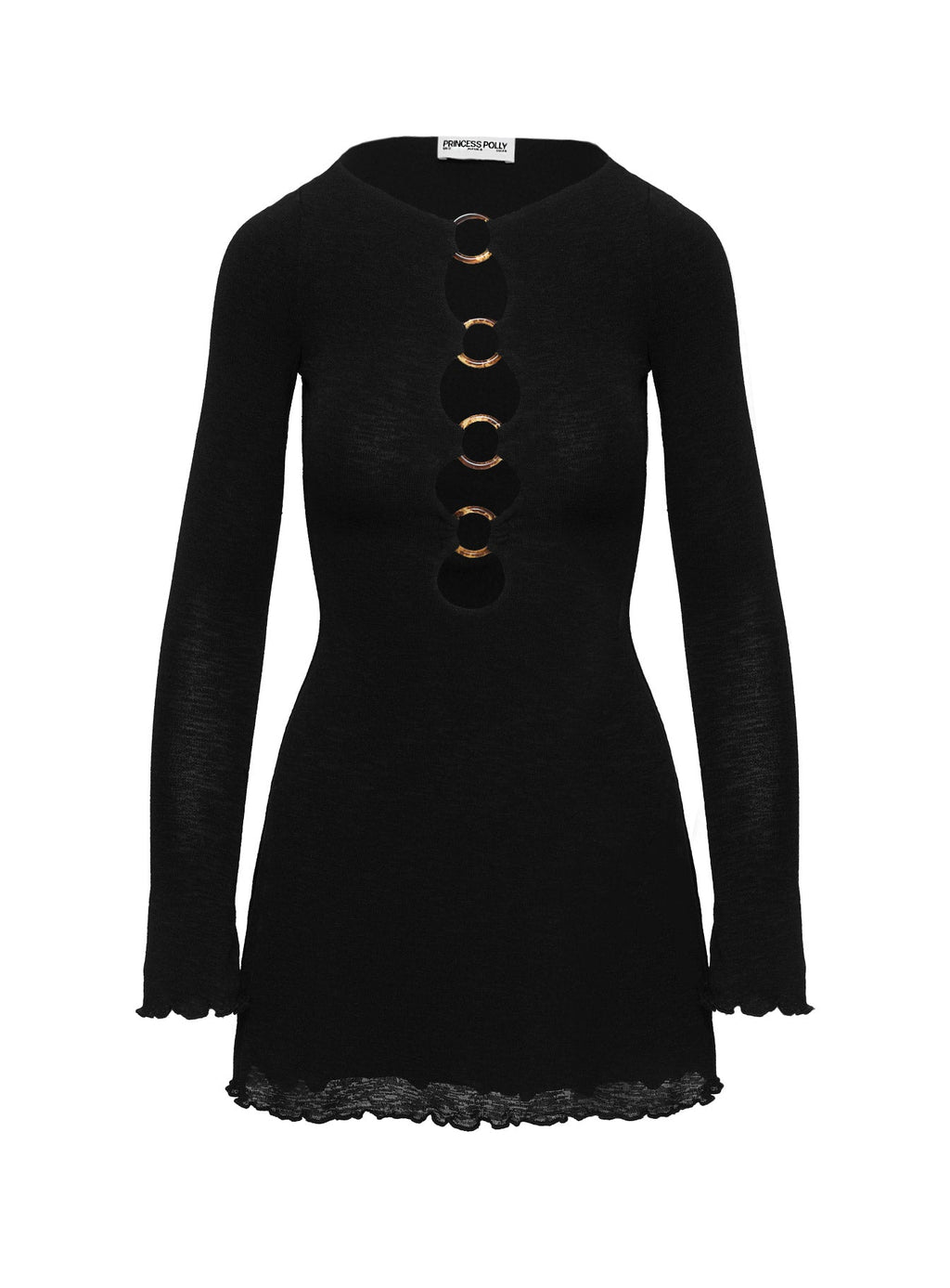 Dejonge Long Sleeve Ring Mini Dress Black Petite