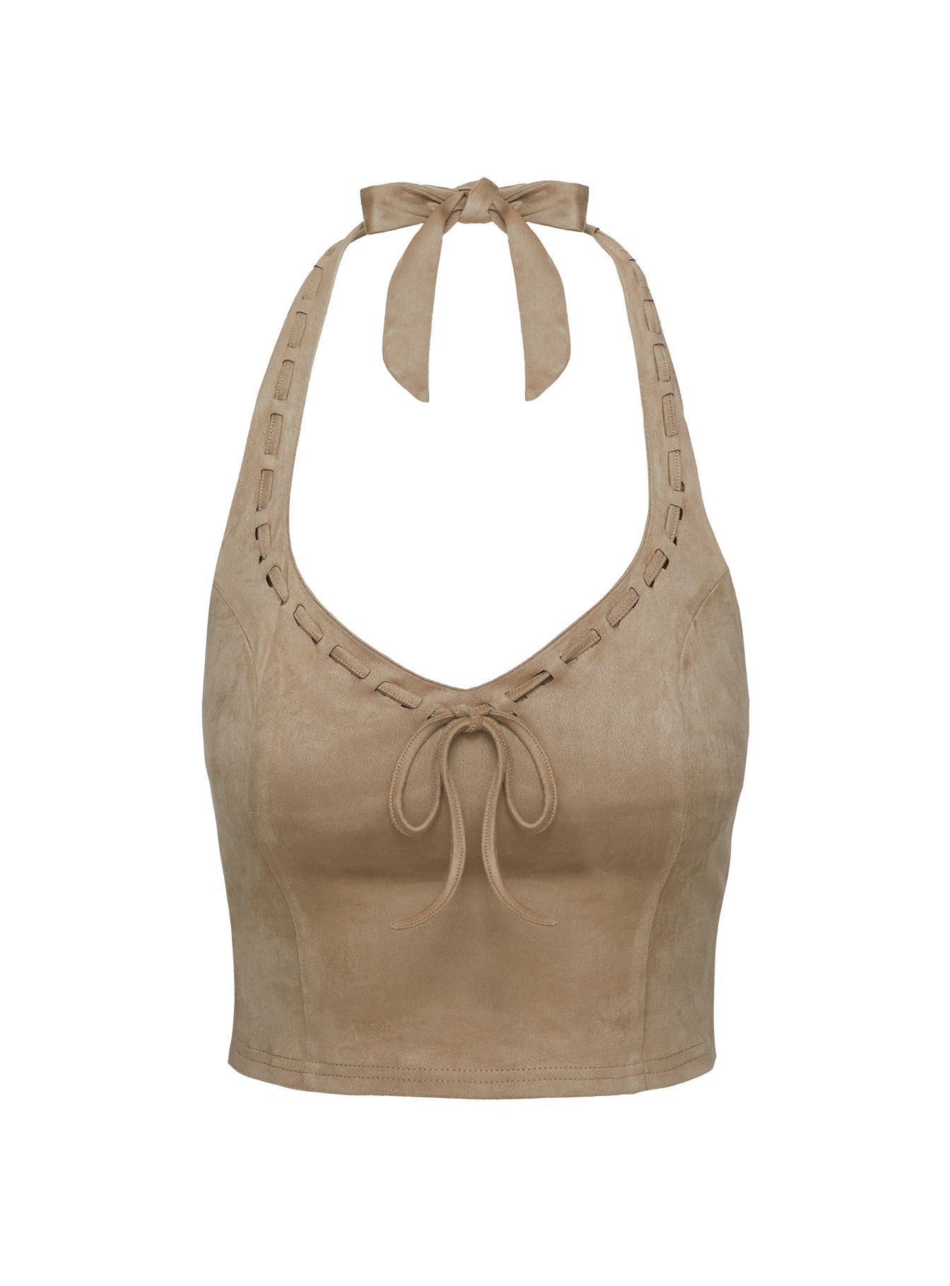 Eternal Youth Faux Suede Top Taupe