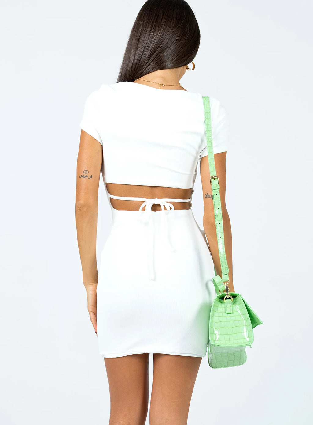 Nolan Short Sleeve Mini Dress White