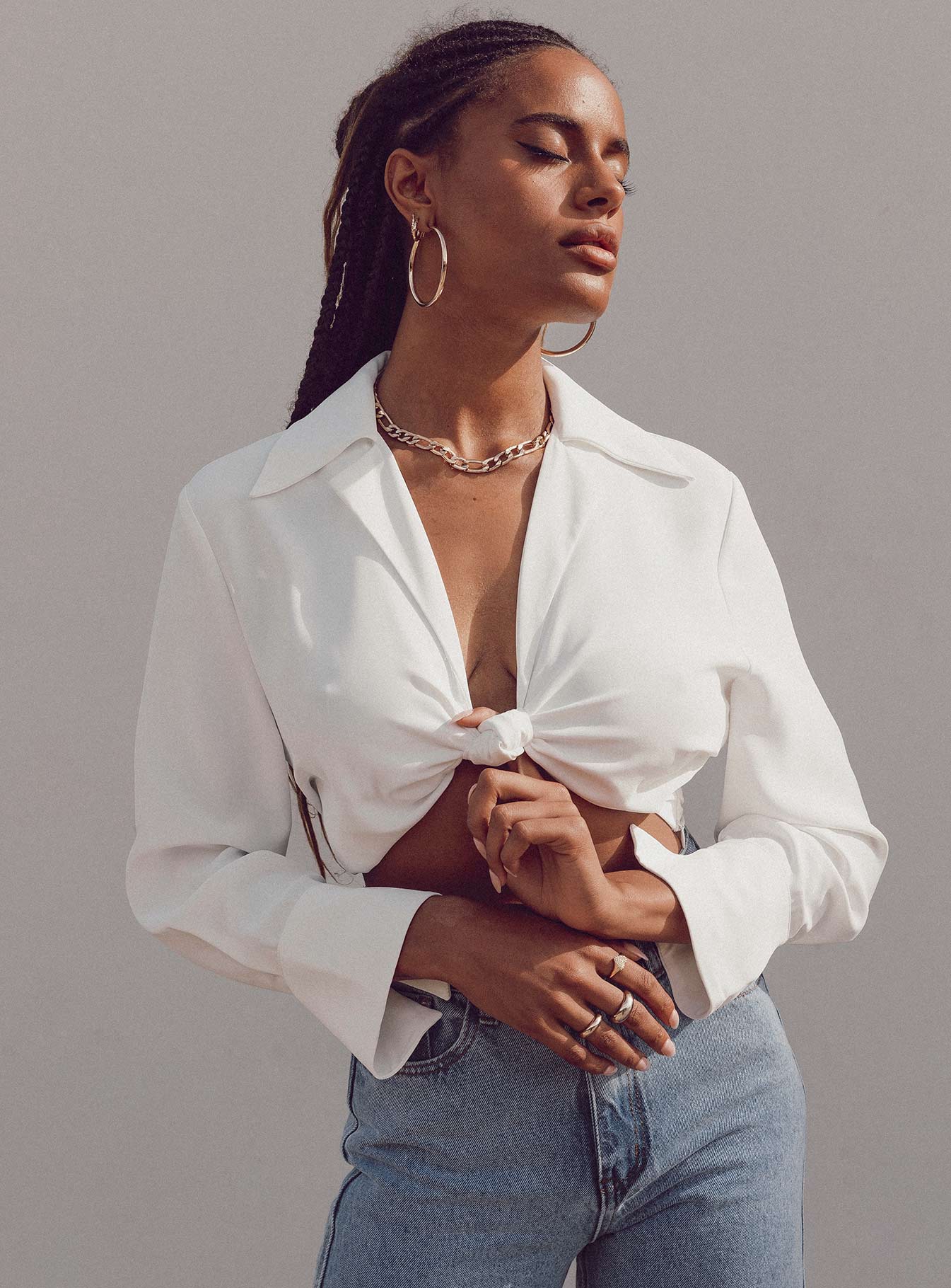 French Kiss Twist Shirt White