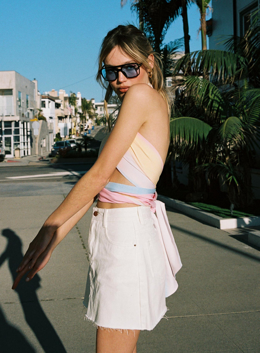 Hallie Denim Mini Skirt White