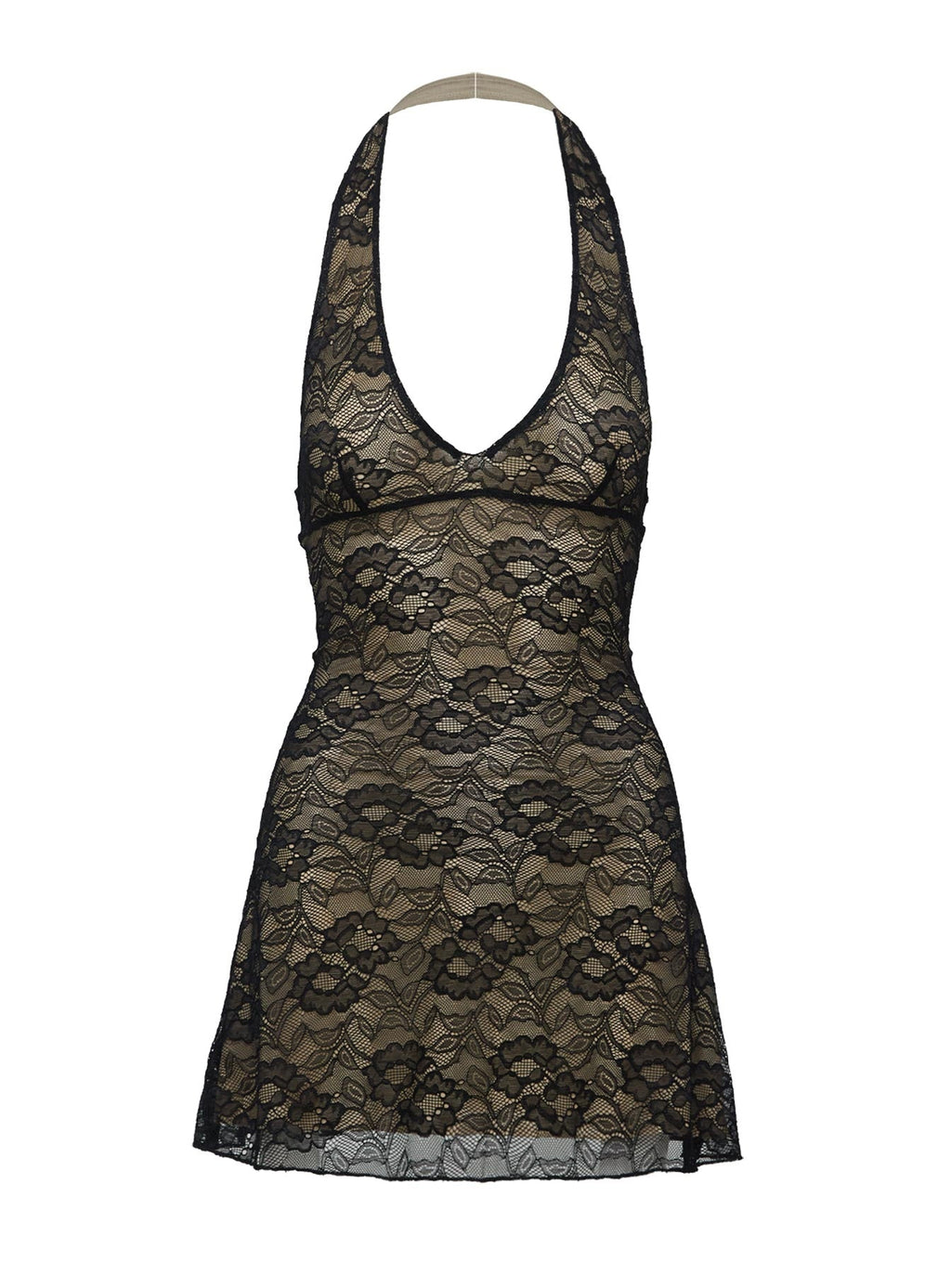 Sonella Lace Halter Mini Dress Black