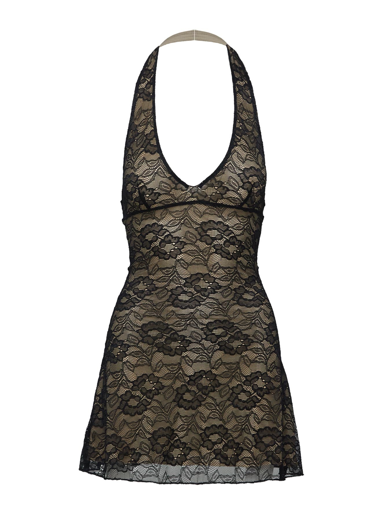 Sonella Lace Halter Mini Dress Black