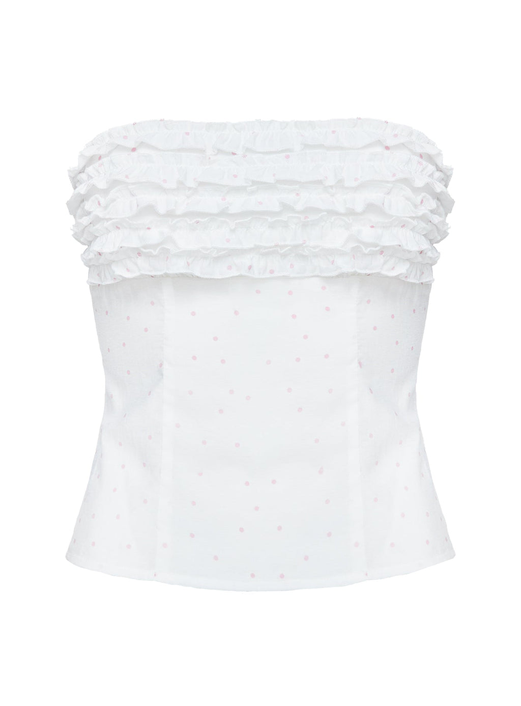 Swingset Love Strapless Top White / Pink Dot
