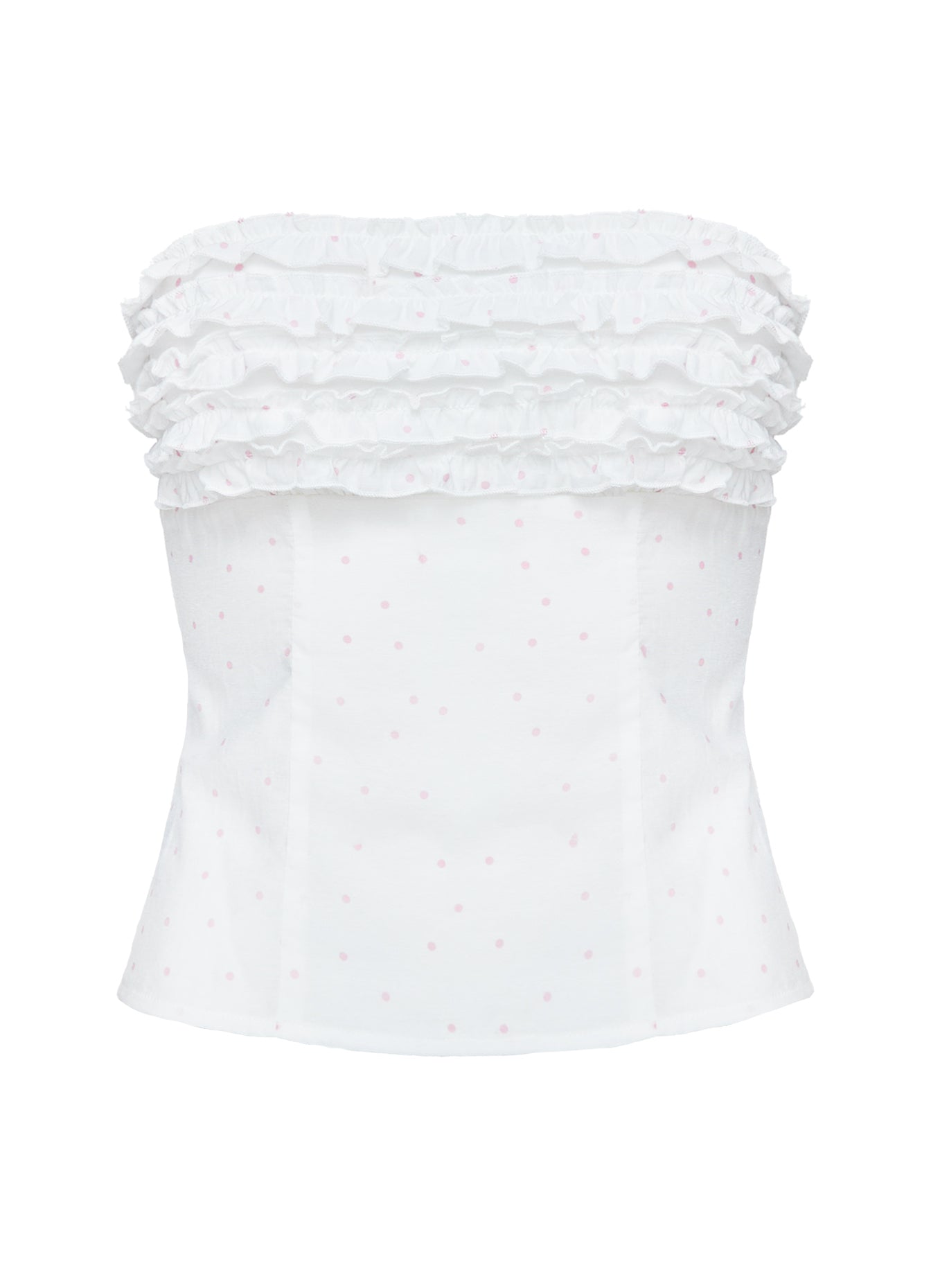 Swingset Love Strapless Top White / Pink Dot