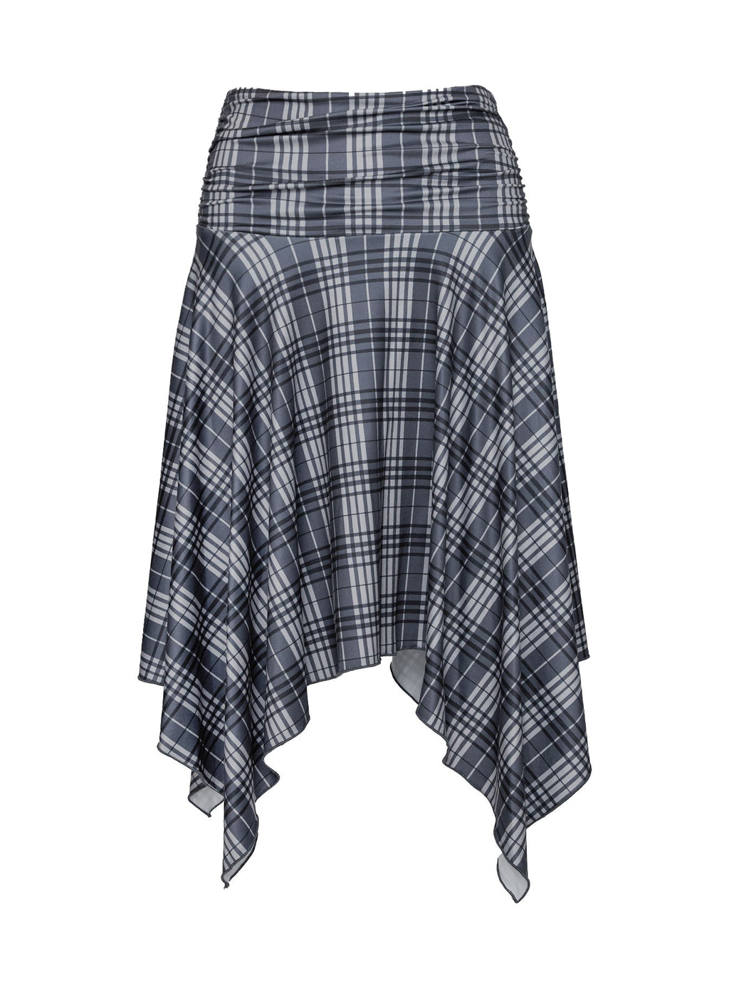 Scholar Asymmetrical Midi Skirt Grey Check