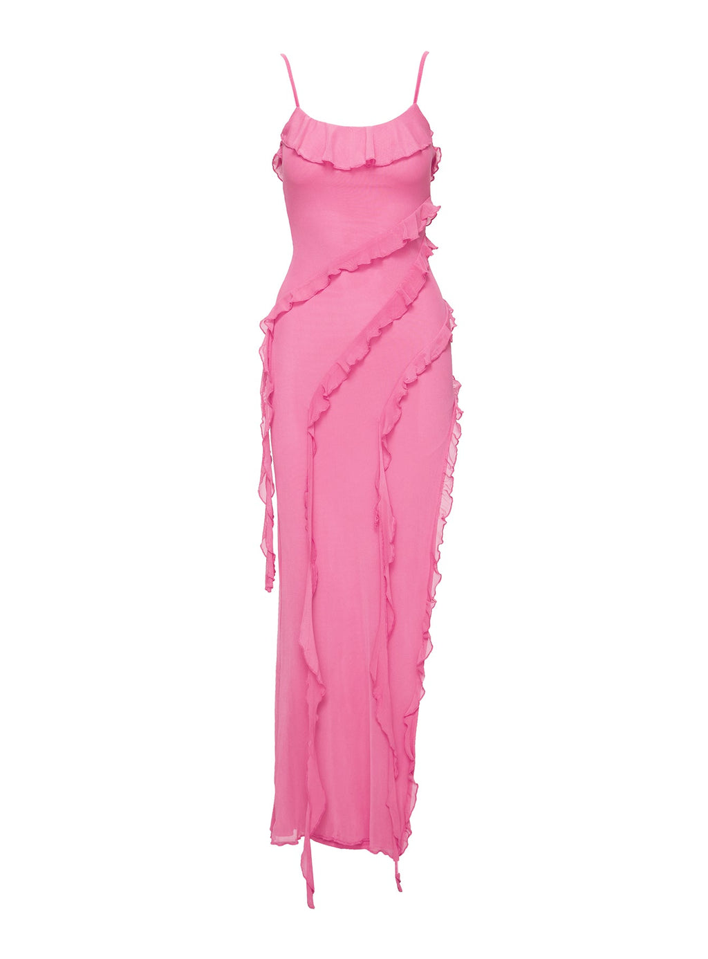 Valerian Frill Maxi Dress Pink Curve