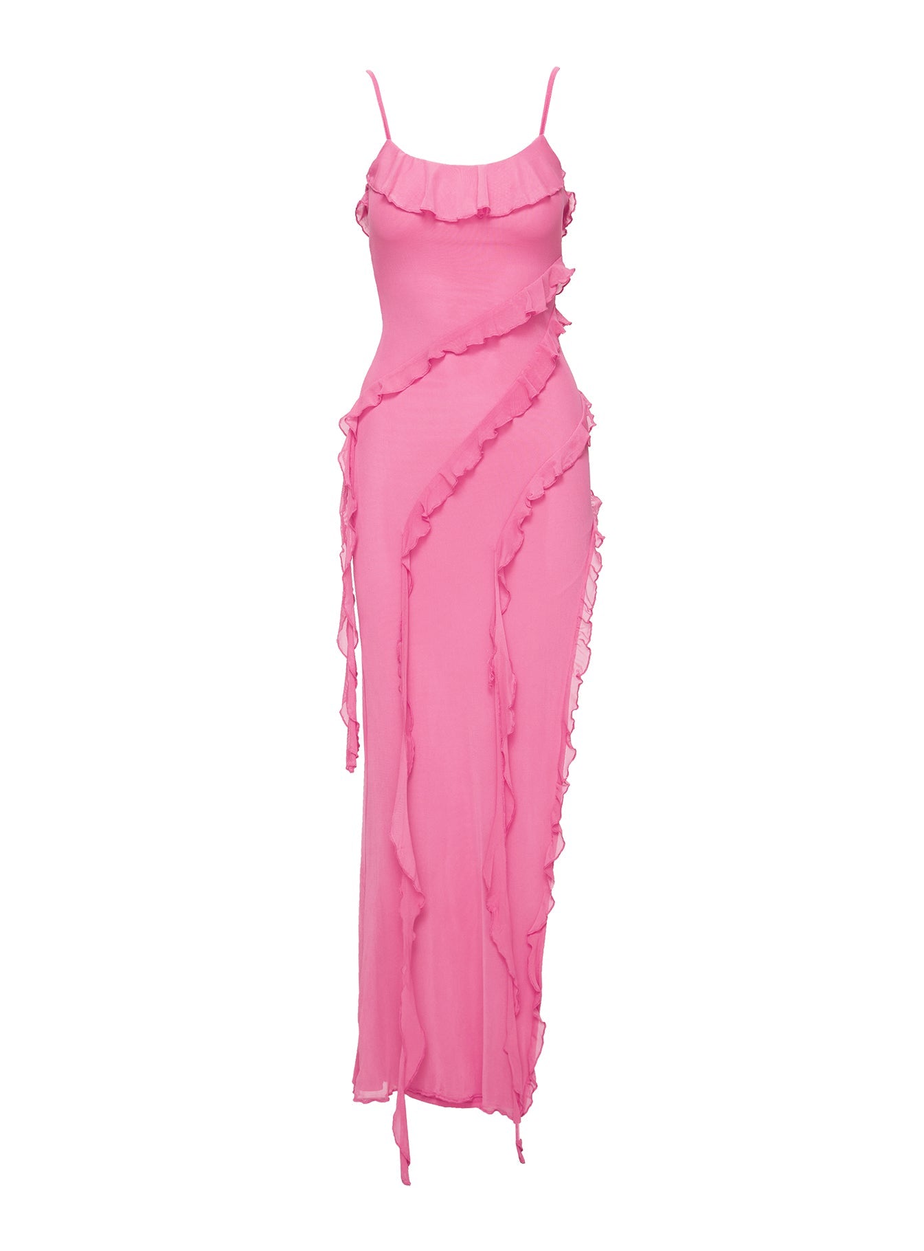 Valerian Frill Maxi Dress Pink Curve