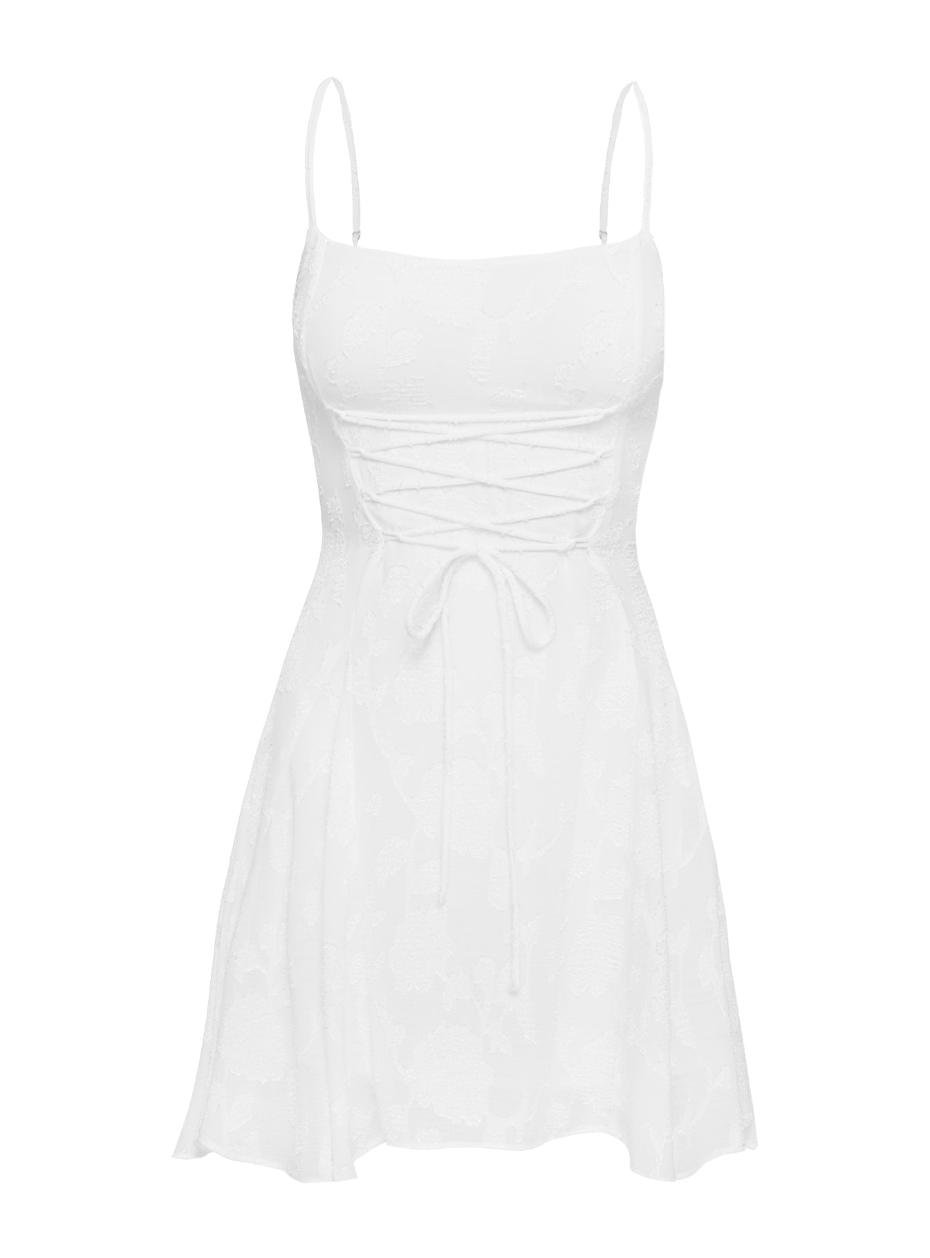 Wispie Lace Up Mini Dress White